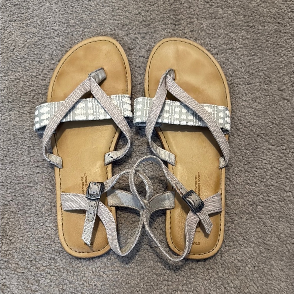 Toms Tan and Gray Sandals